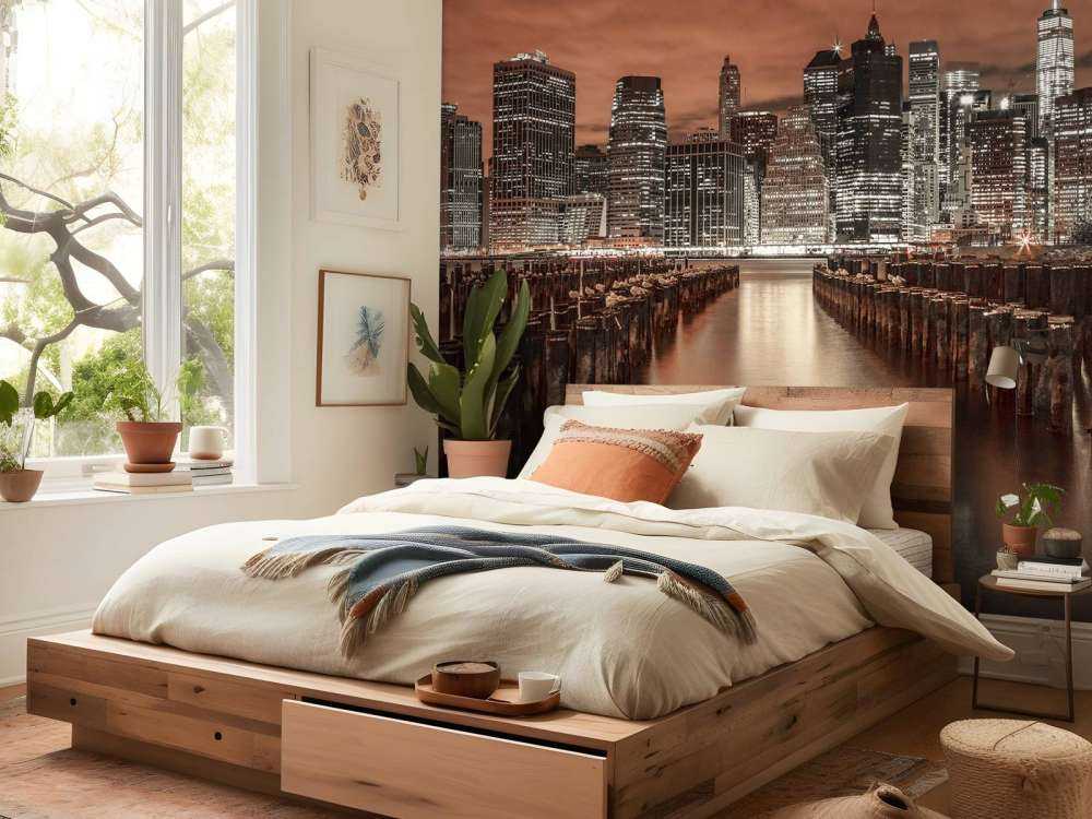 Skyline di Manhattan con i frangiflutti