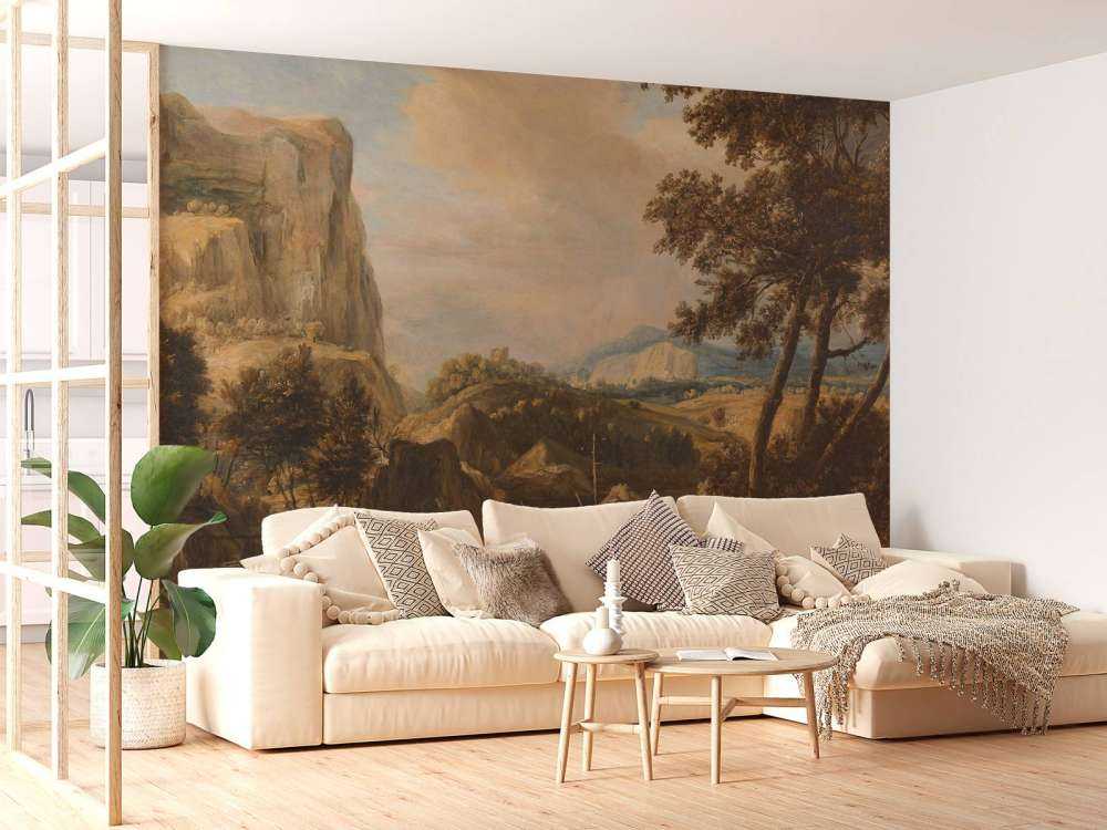 Paesaggio montano con pescatori