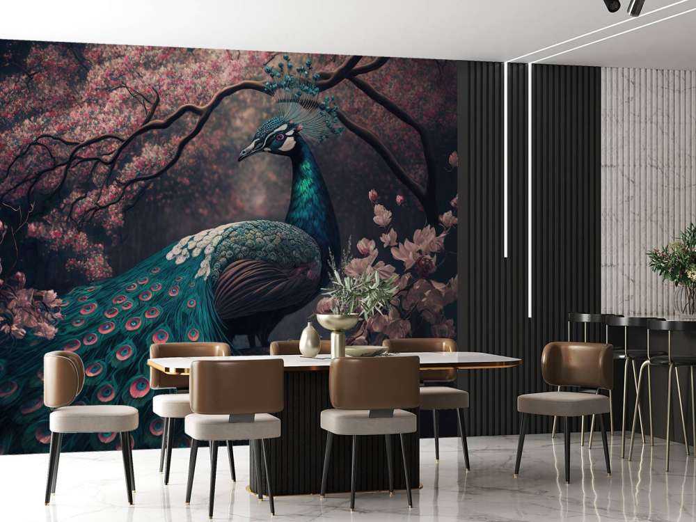 Pavone nello Splendore della Fioritura