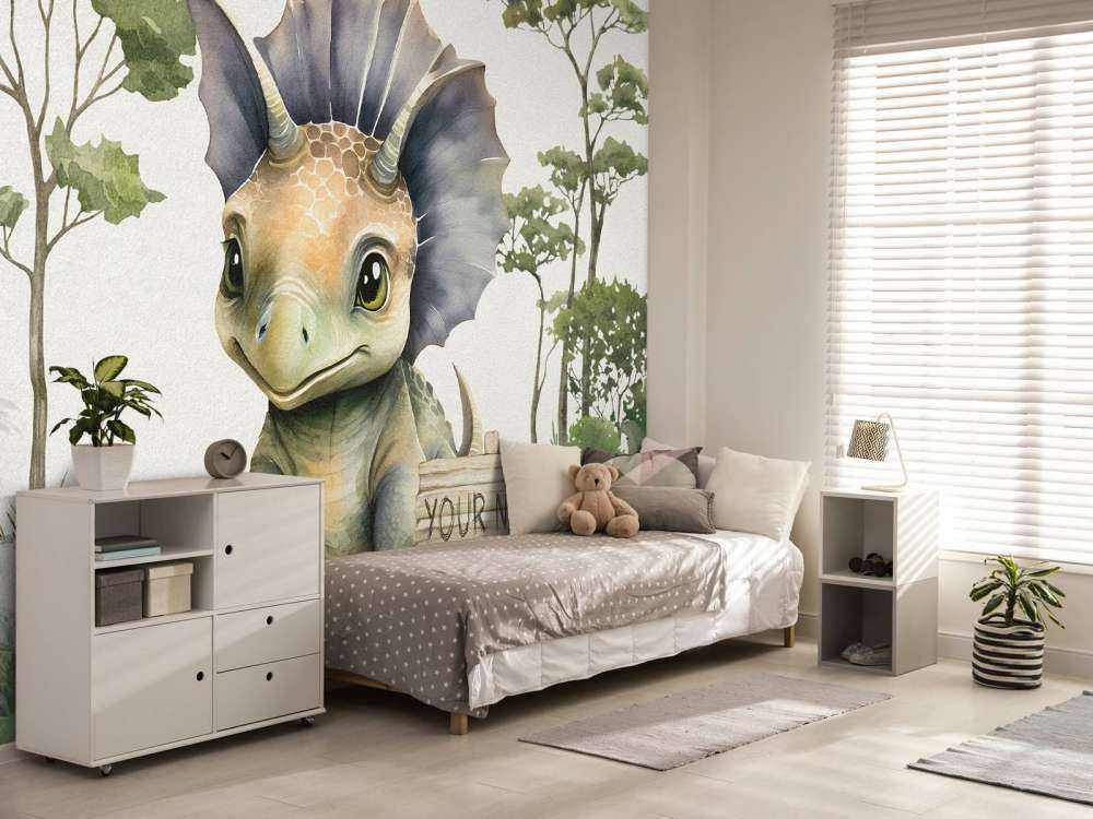 Baby triceratops nella giungla