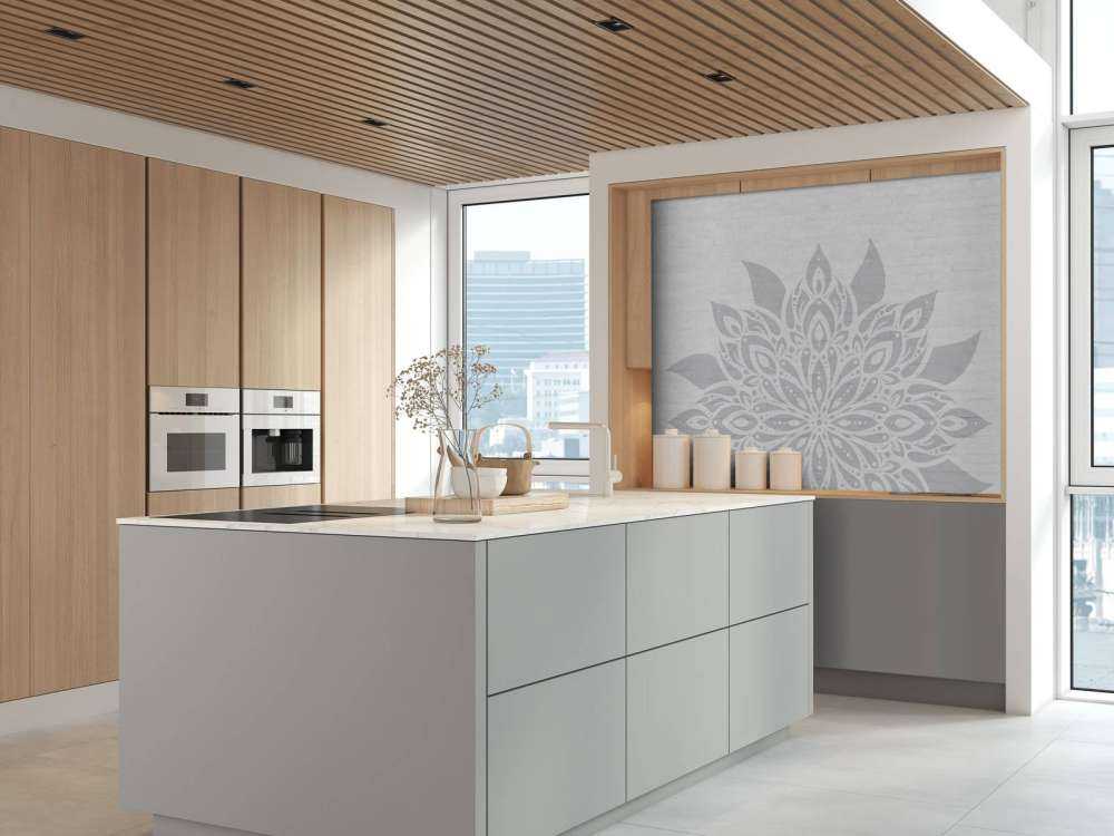 Mandala grigio chiaro su mattone