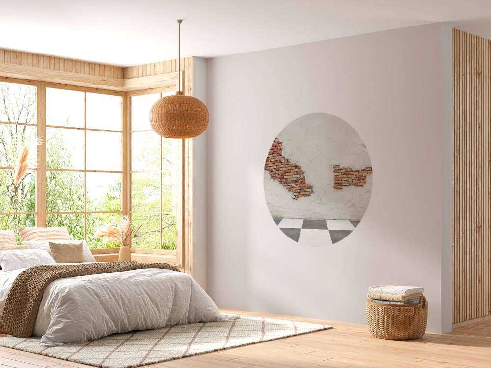 Muro di mattoni con stucco