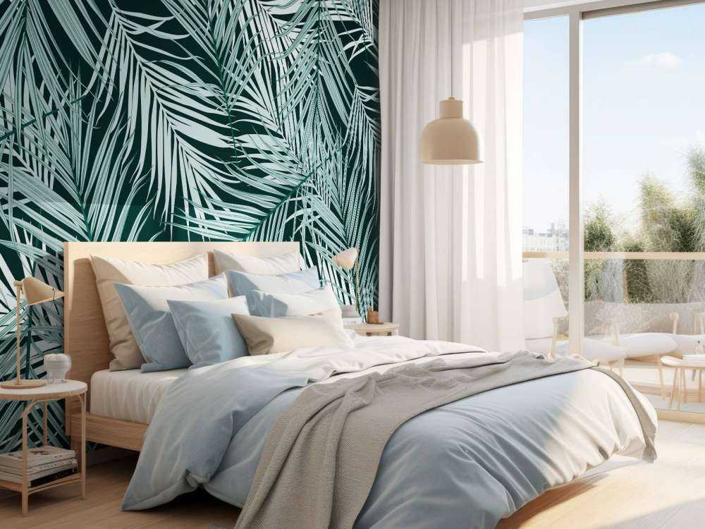 Foglie tropicali sfondo nero