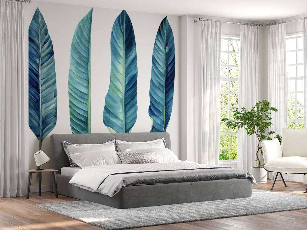 Foglie tropicali su sfondo bianco