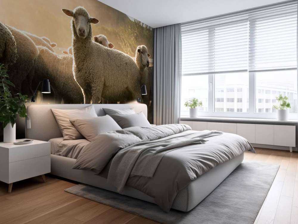 Gregge di pecore con l'ora d'oro