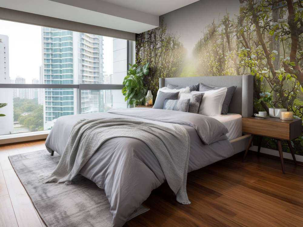 Fiori di pero nella nebbia