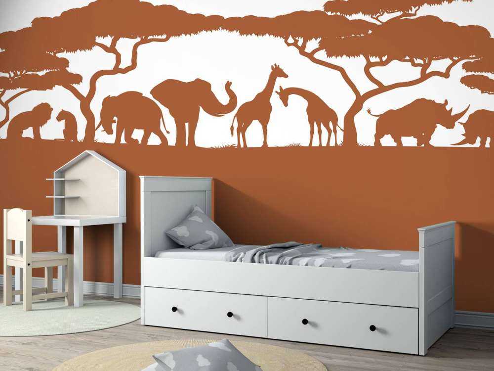 Silhouette animali da safari, colore ruggine