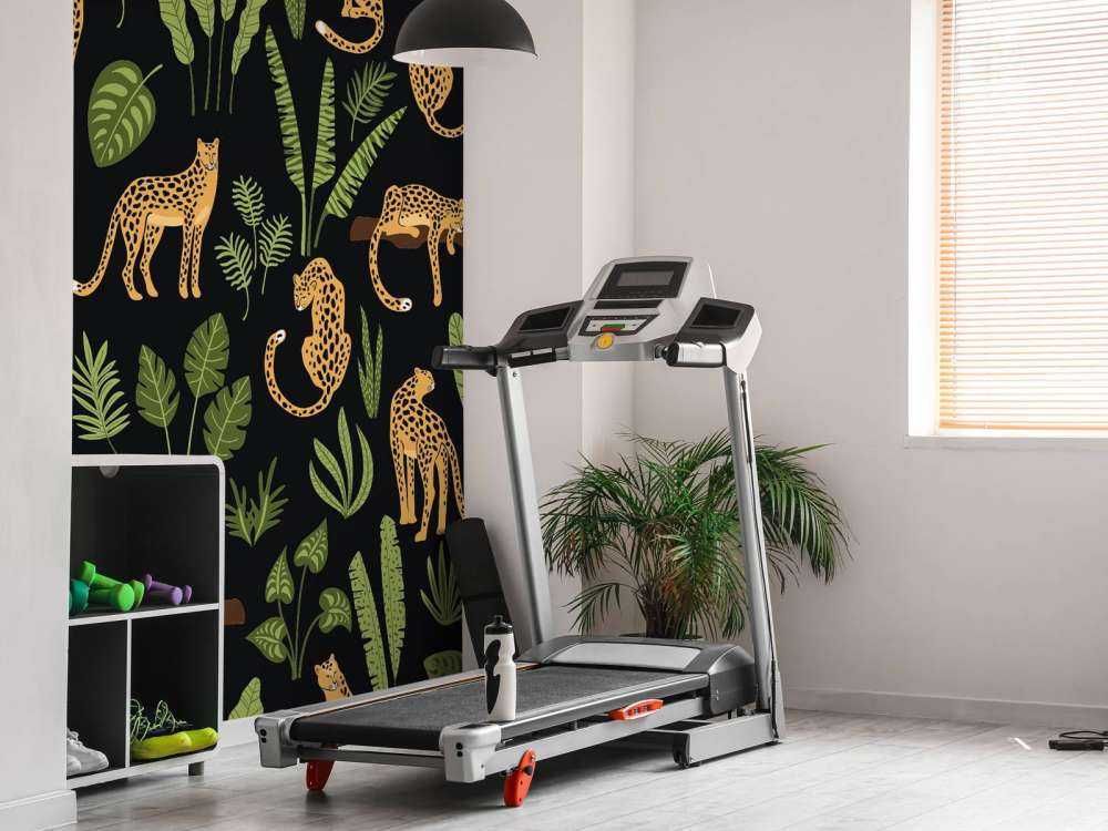 Motivo leopardo su sfondo nero