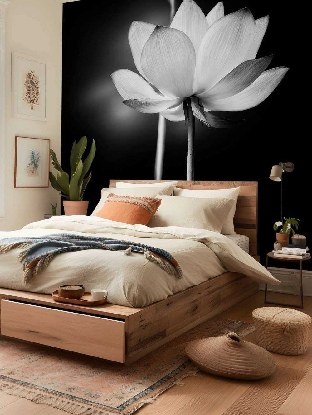 Fiori di loto bianco e nero