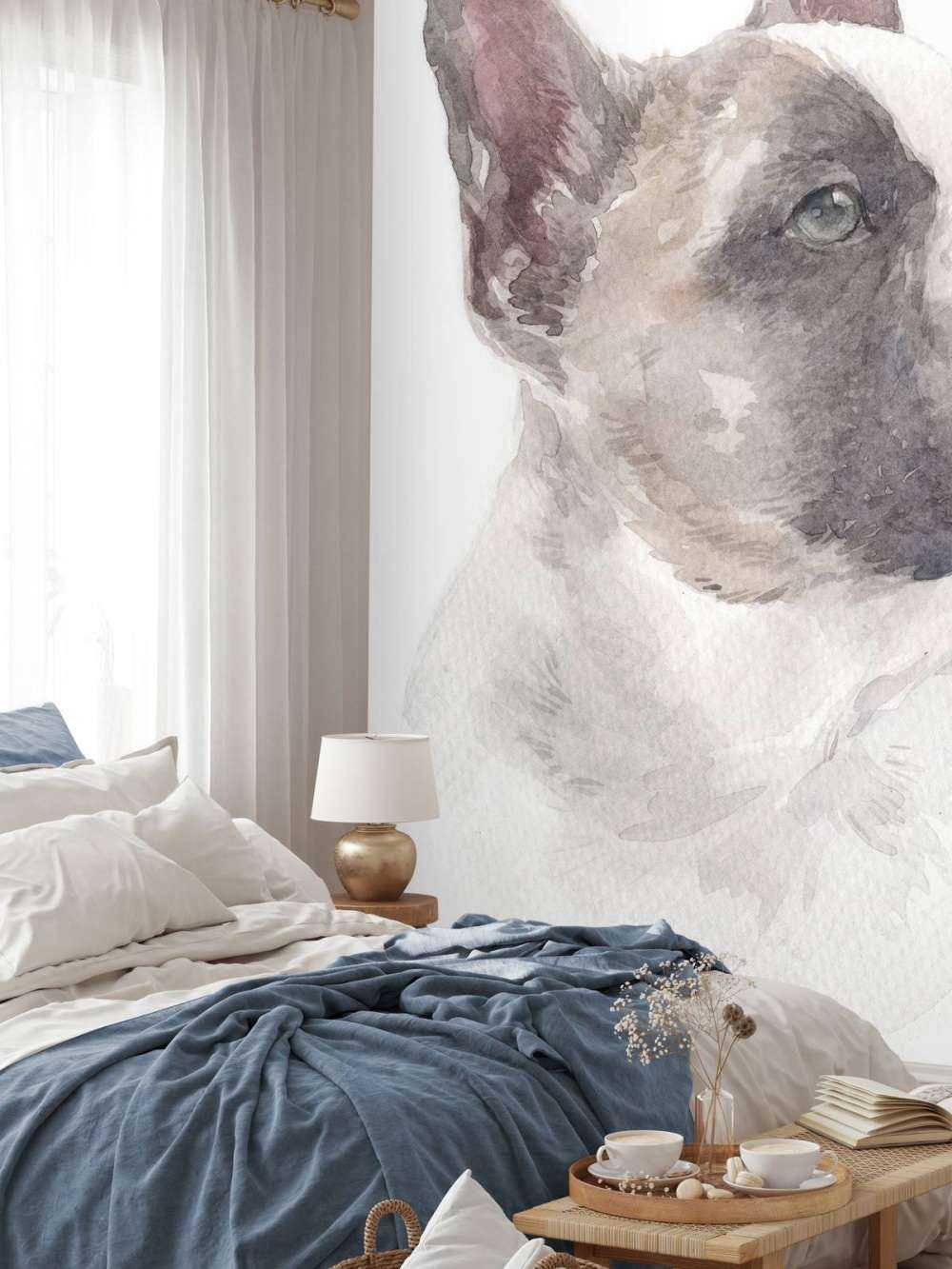 Bulldog francese ad acquerello