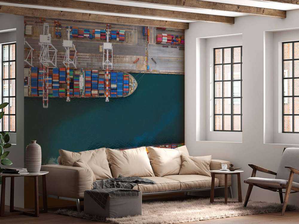 Vista dall'alto delle navi portacontainer