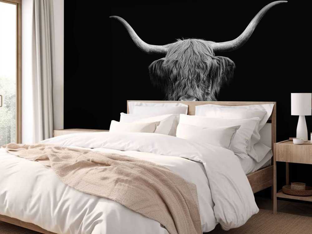 Highlander scozzese in bianco e nero