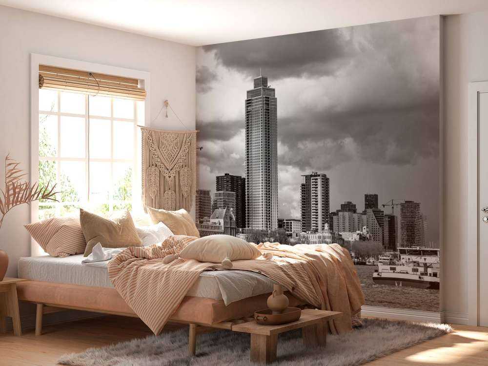 Skyline di Rotterdam (Westerkade) da Katendrecht (bianco e nero) 