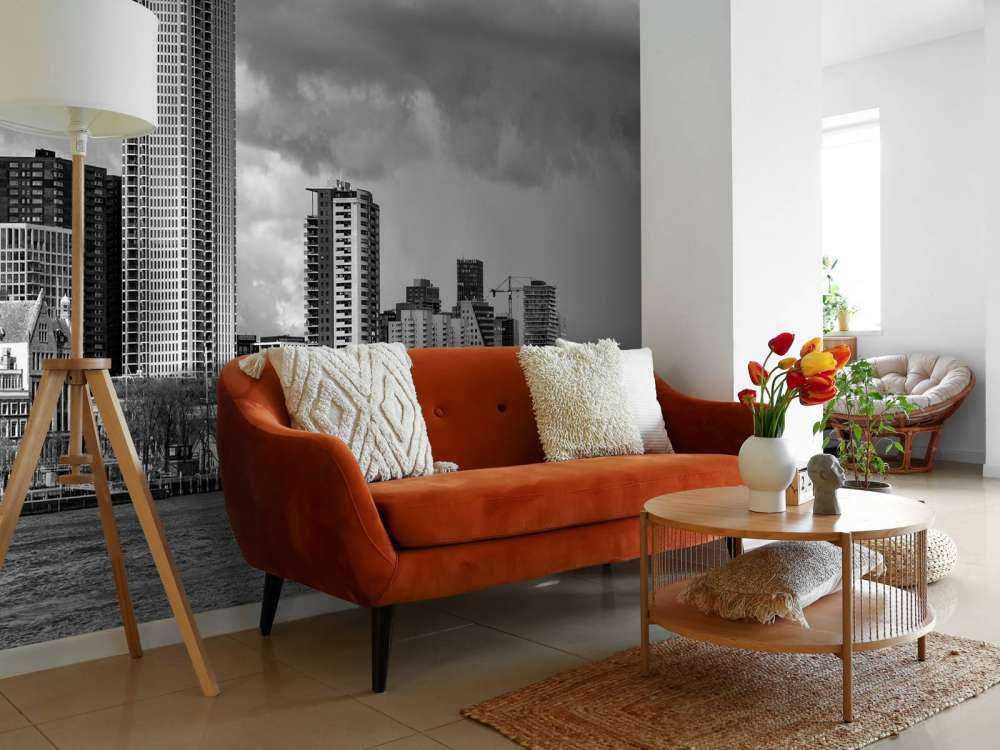 Skyline di Rotterdam (Westerkade) da Katendrecht (bianco e nero) 