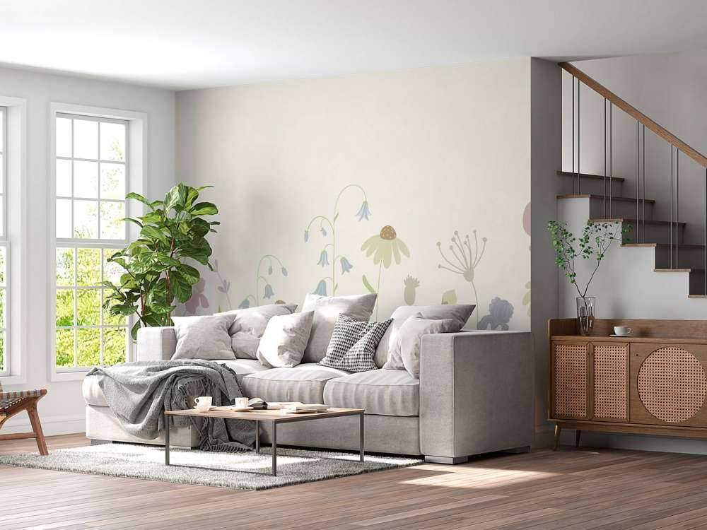 Campo di fiori alto beige, rosa antico, verde e lilla