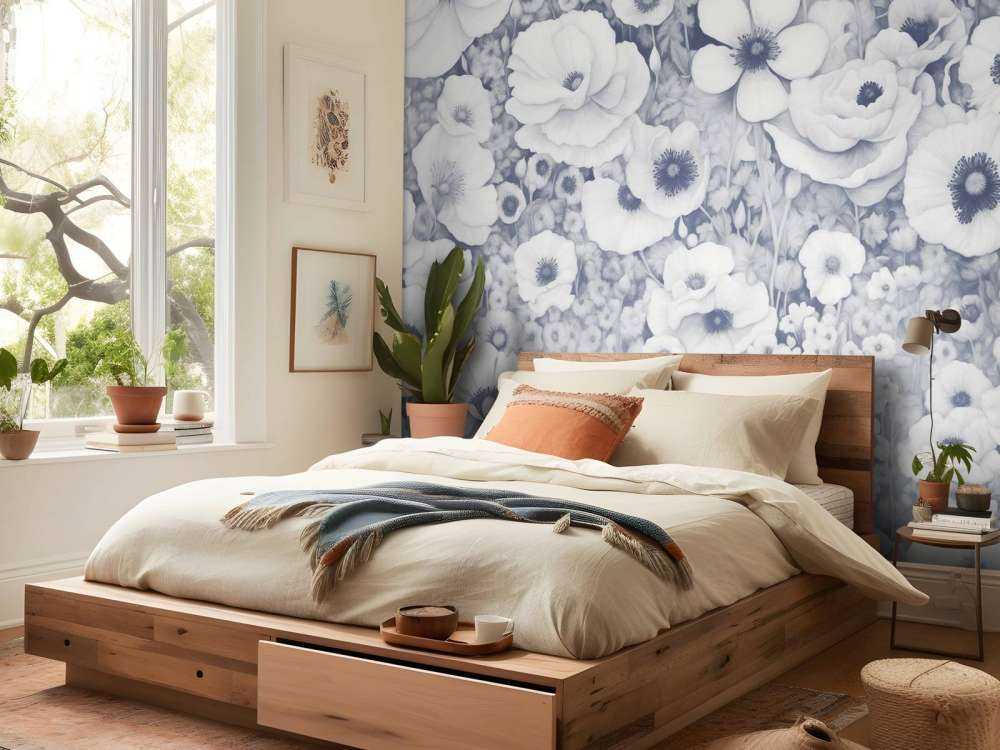 Racconto di Papavero Monocromo Blu