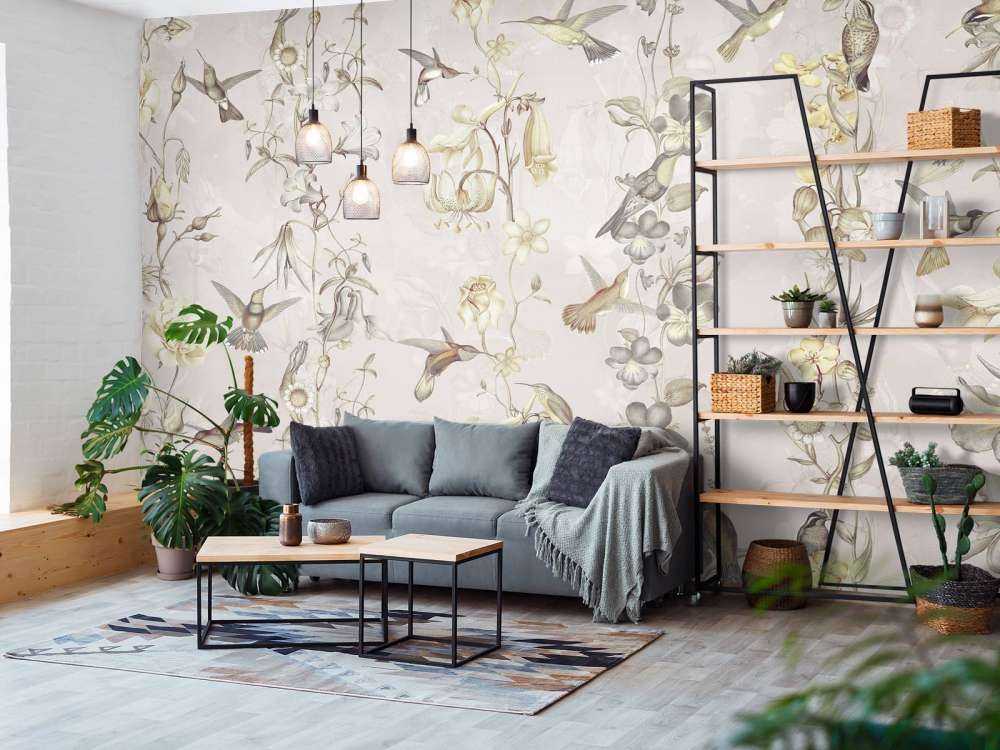 Fiori di prato e giardino crema