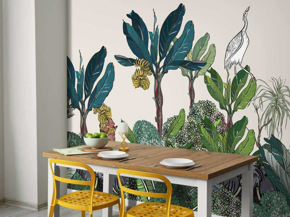 Panorama della giungla con animali