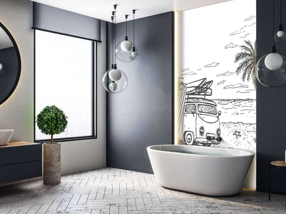 Spiaggia disegnata in bianco e nero