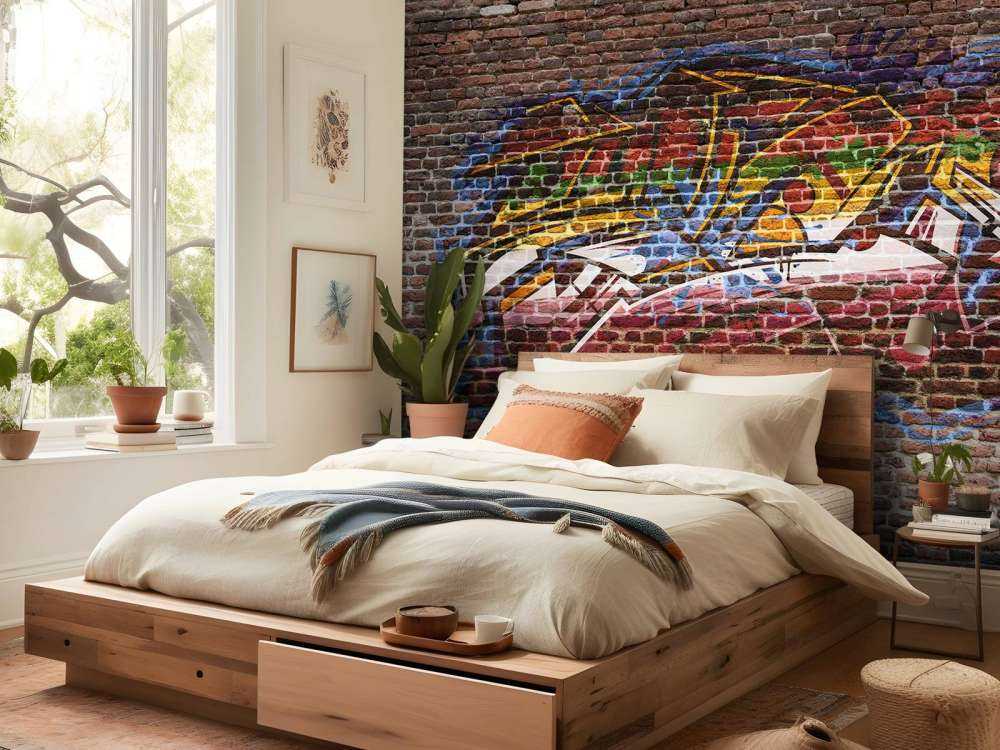 Graffiti su muro di mattoni