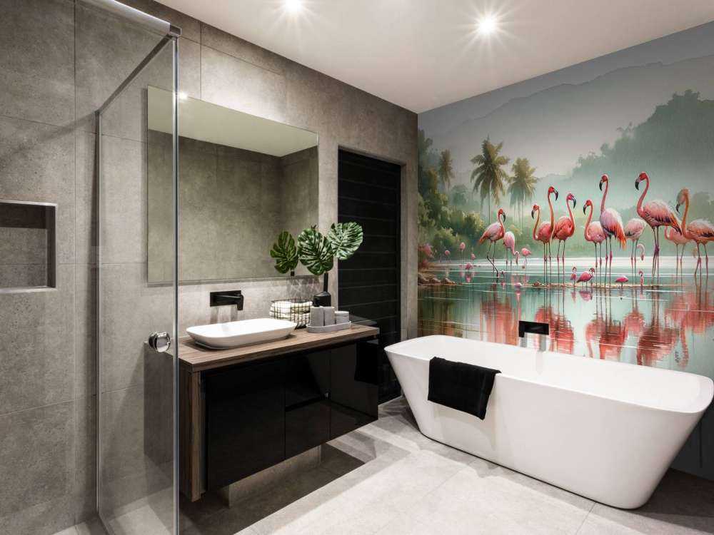 Riflessioni mattutine dei fenicotteri