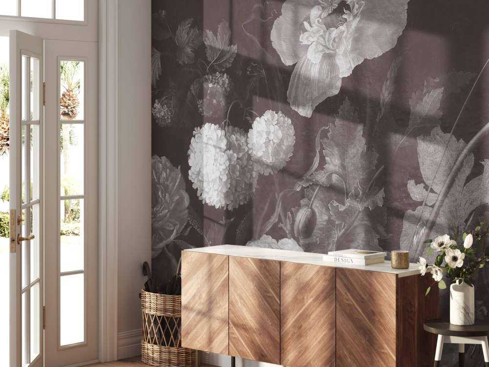 Natura morta di fiori barocchi - seppia scuro