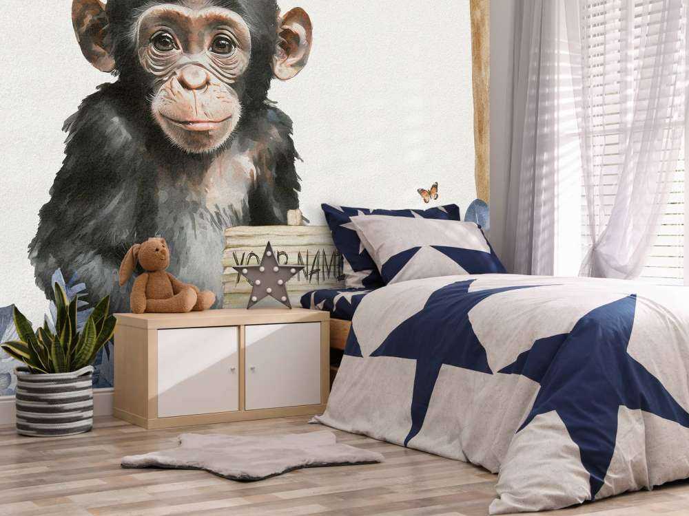 Baby scimpanzé nella giungla blu