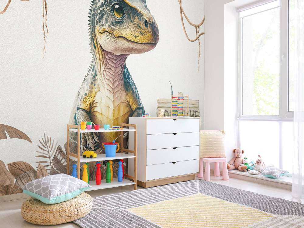 Baby t-rex nella giungla taupe
