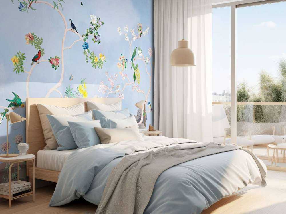 Uccelli nel Giardino Panorama Blu