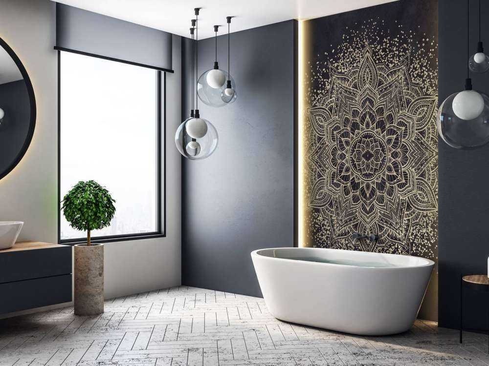 Mandala scintillante dorato - blu scuro