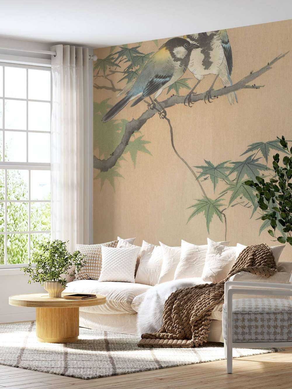 Cinciallegre su ramo di acero