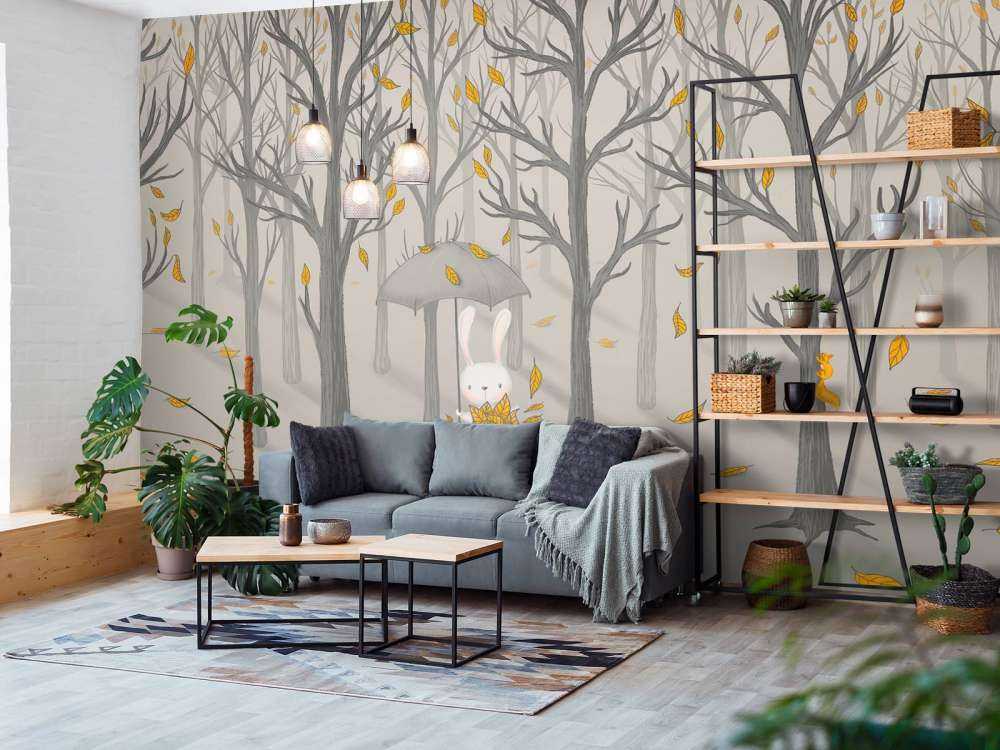 Coniglio sotto le foglie