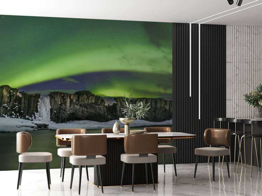 Foto panoramica dell'aurora boreale