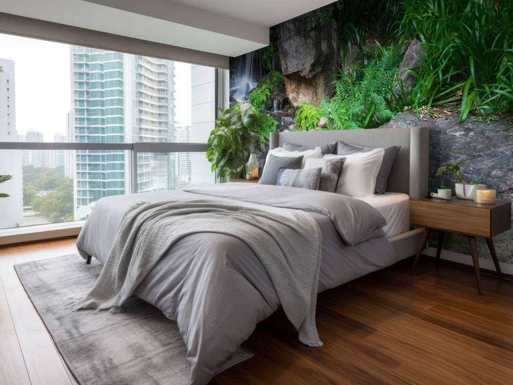 Cascata con piante tropicali