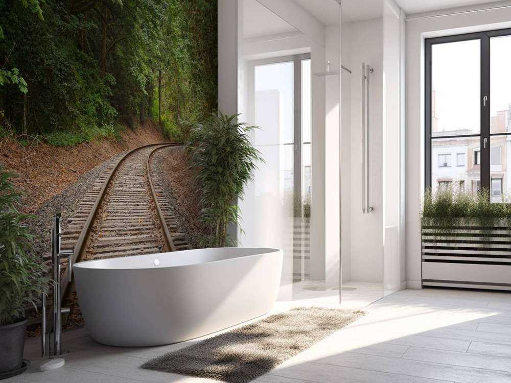 Linea ferroviaria attraverso la foresta