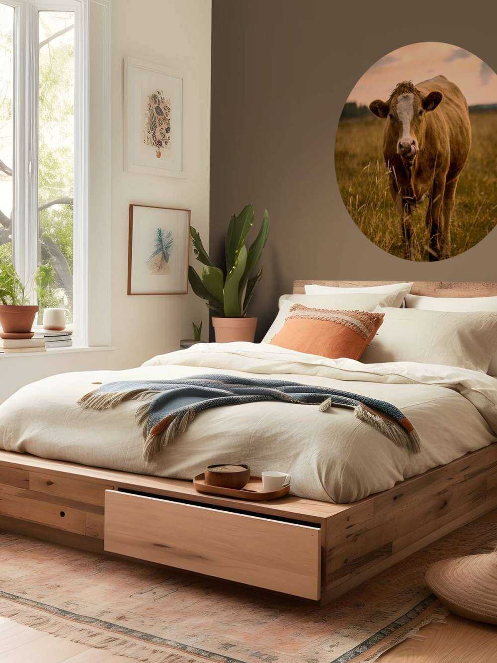 Mucca con la lingua nel naso