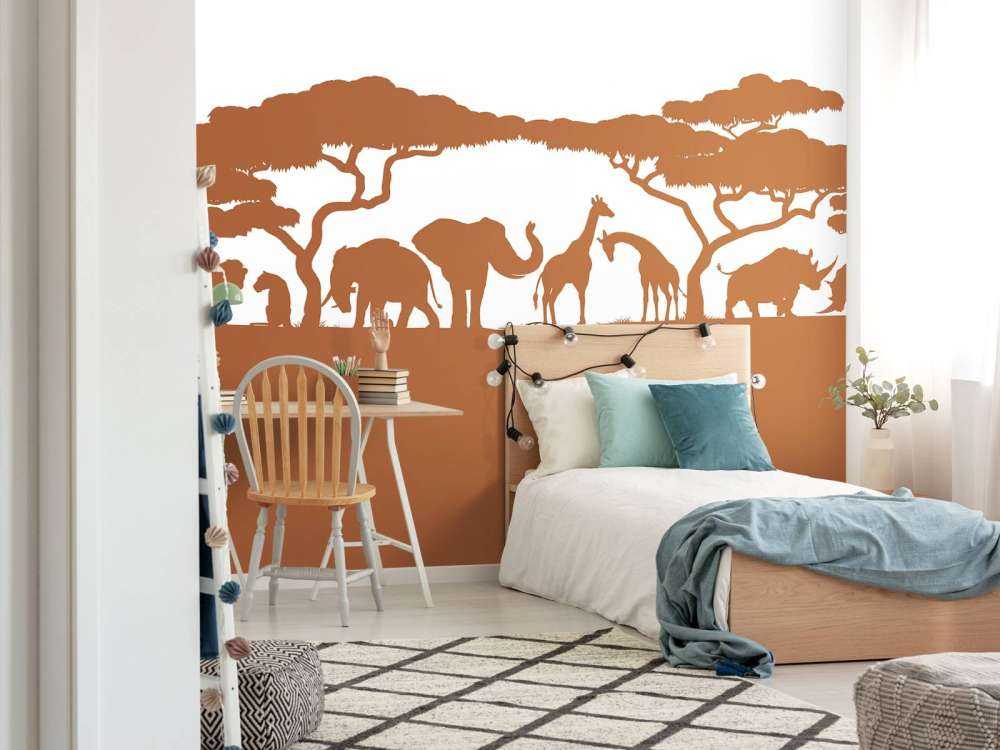 Silhouette animali da safari, colore ruggine