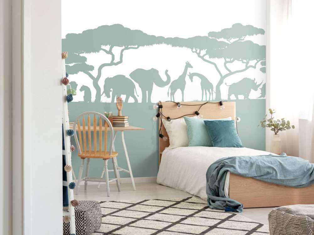 Silhouette animali da safari, verde chiaro