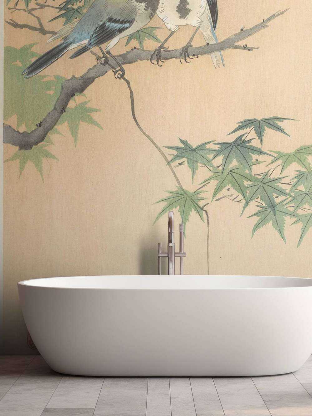 Cinciallegre su ramo di acero