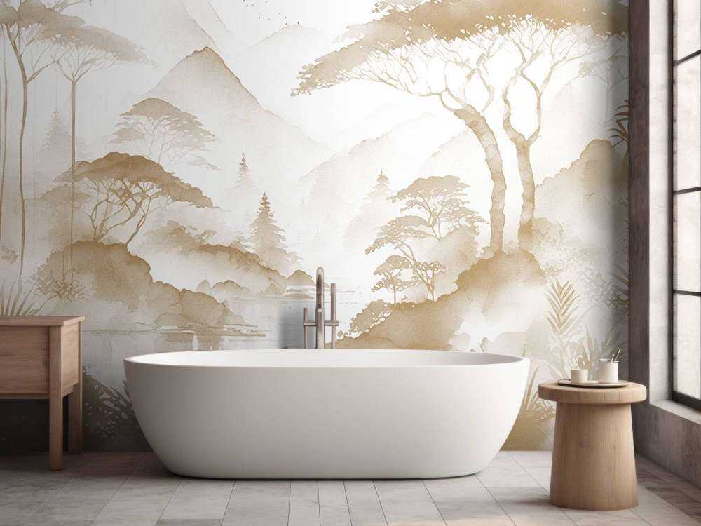 Lago di Montagna in Inchiostro Nebbioso, taupe