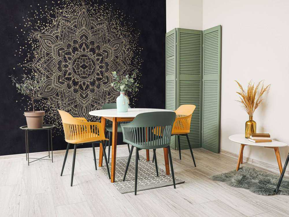 Mandala scintillante dorato - blu scuro