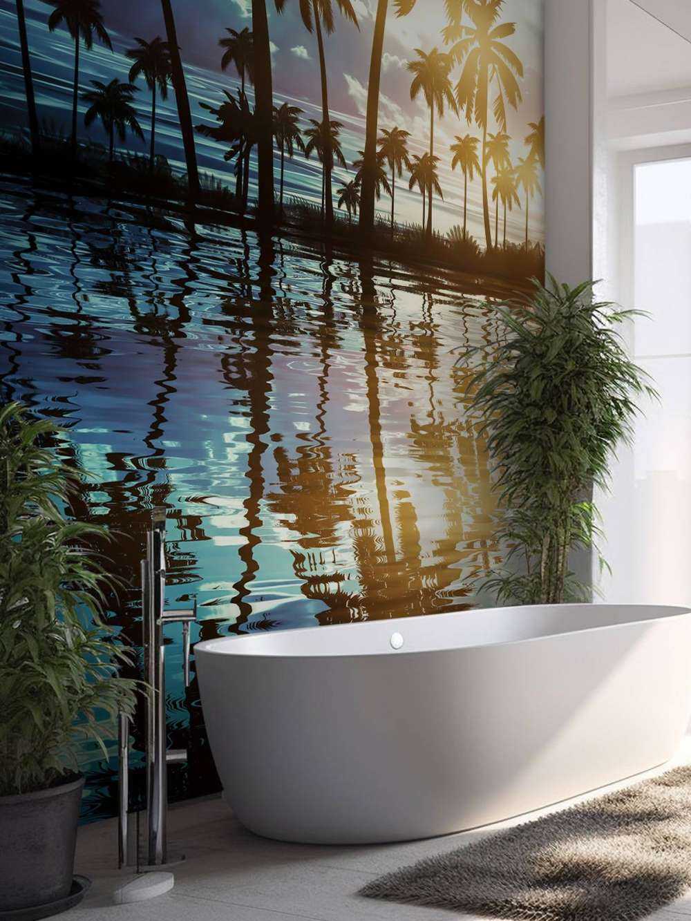 Paesaggio notturno con palme