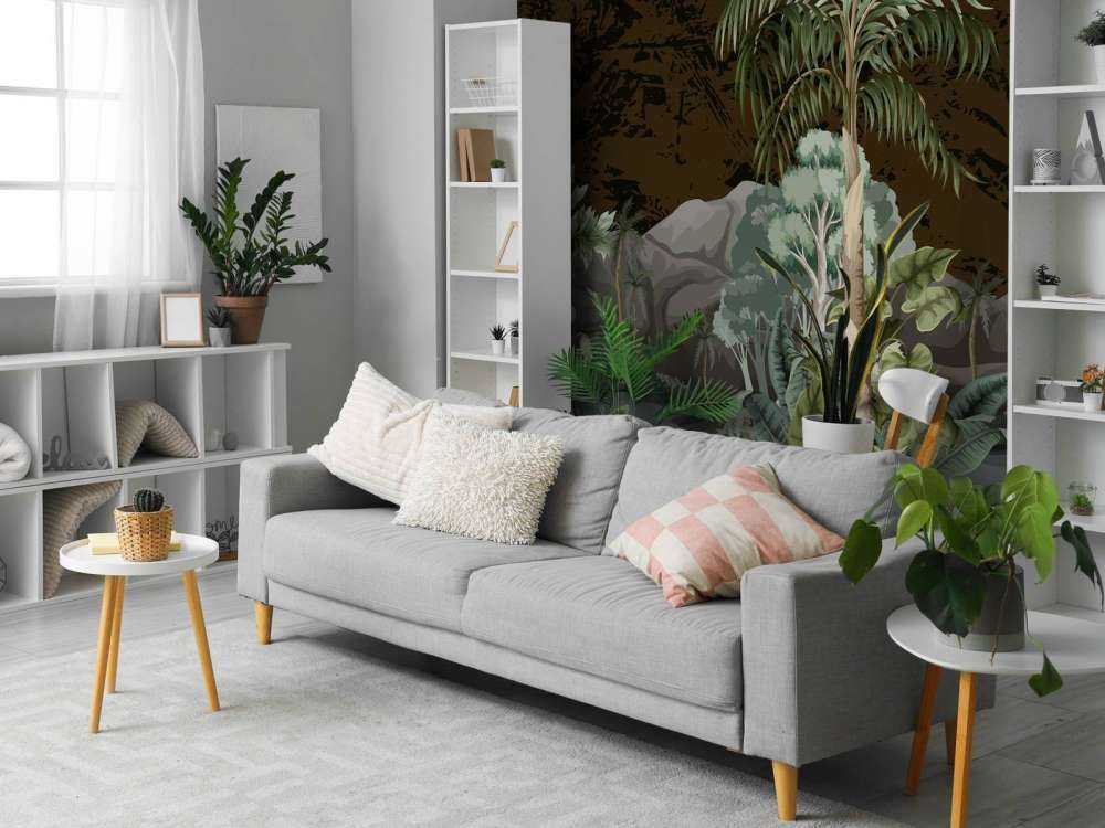 Paesaggio della giungla con fiume