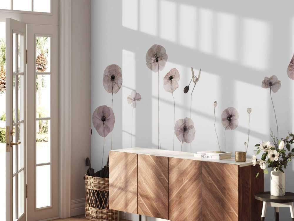 Campo di fiori di papavero vintage