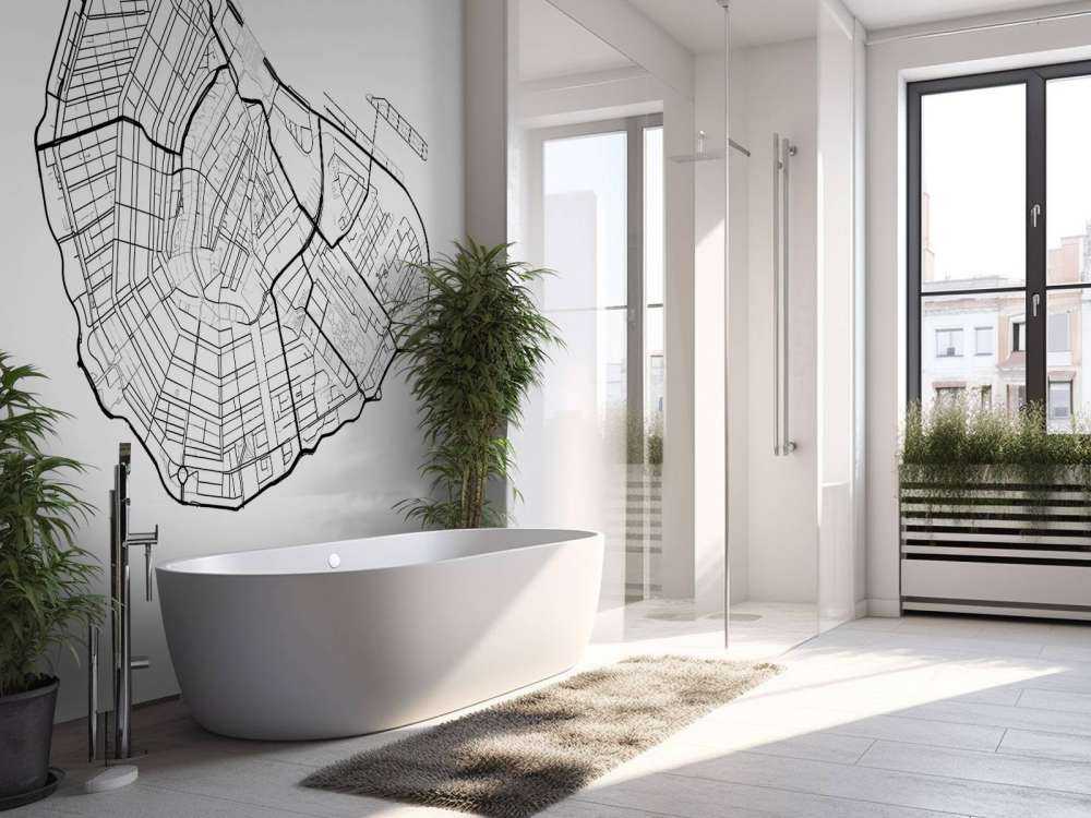 Mappa del centro di Amsterdam, bianco