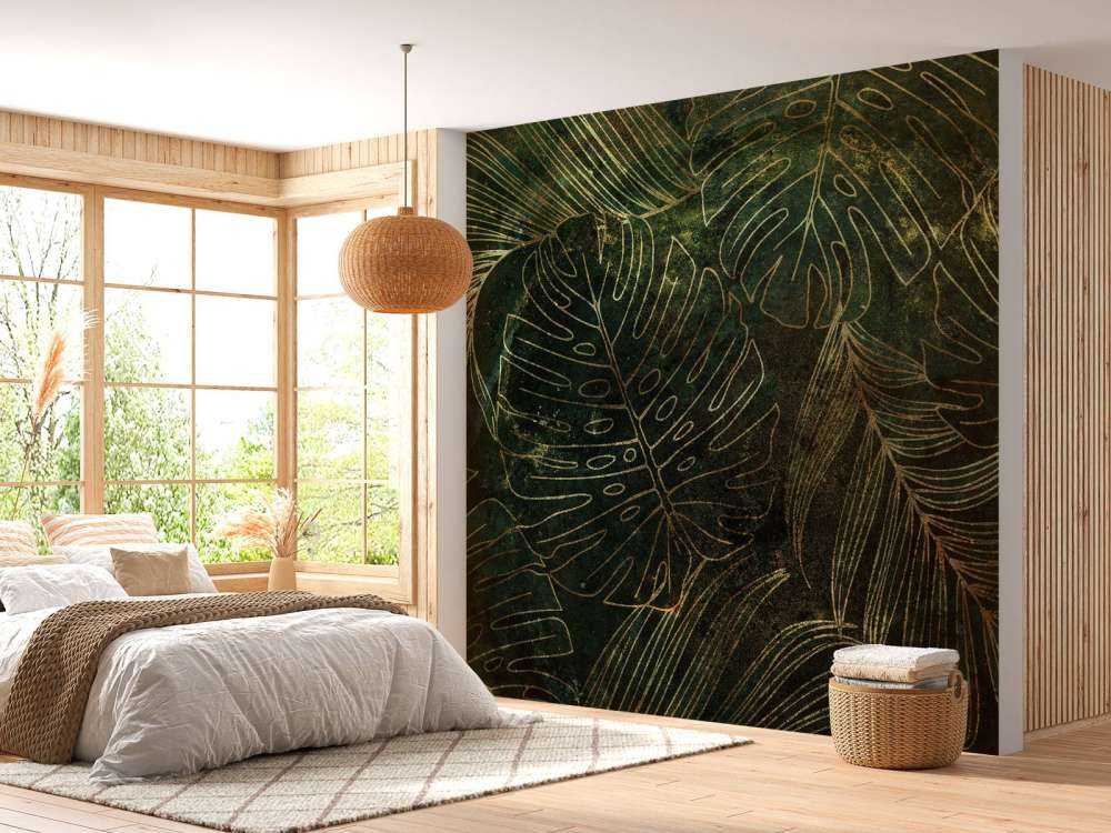 Struttura verde con foglie dorate