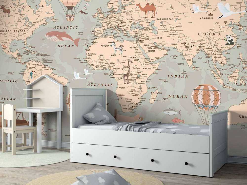 Mappa del mondo beige