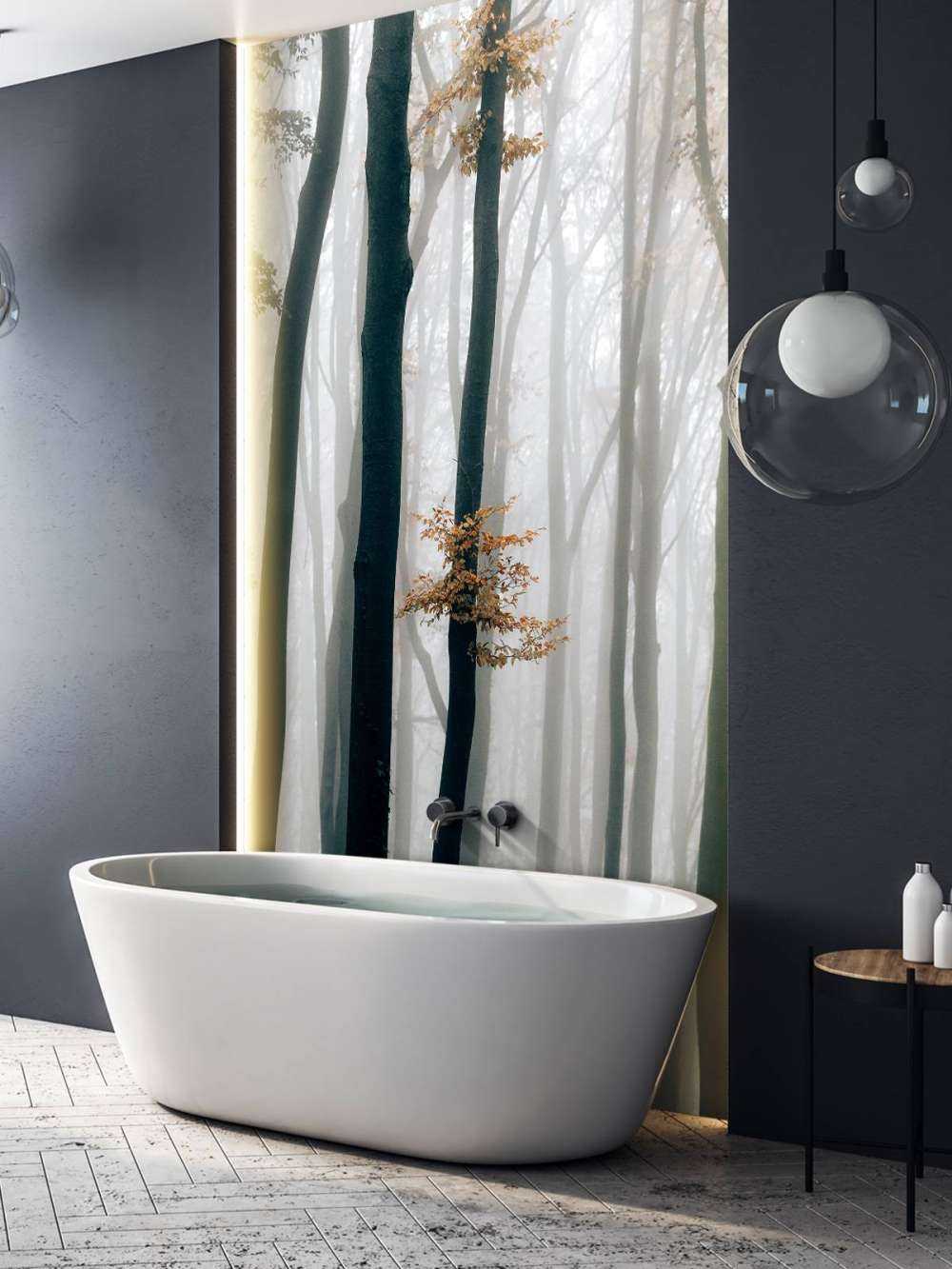 Nebbia nella foresta di faggi