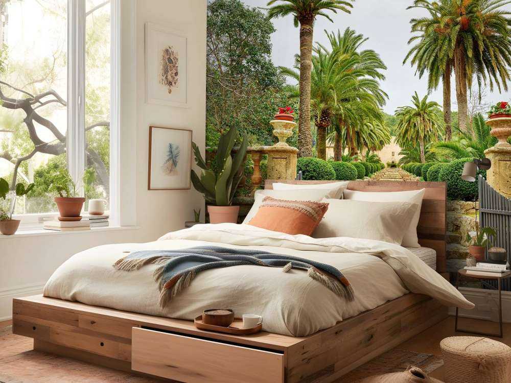 Palme lungo i gradini di pietra