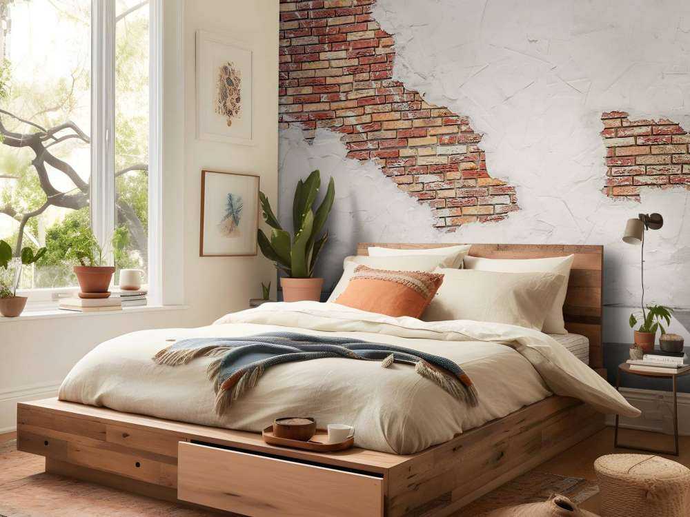 Muro di mattoni con stucco